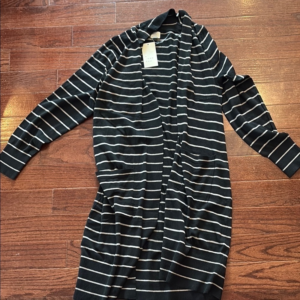 a new day Black and White Striped Sweater